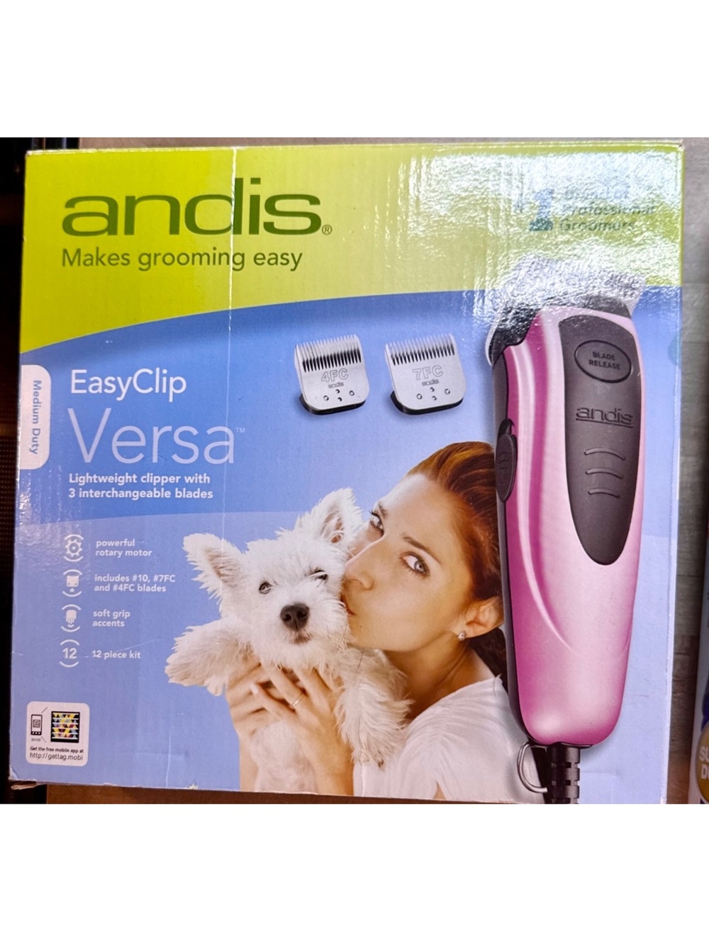 Andis EasyClip Versa Dog Grooming Clipper Kit 12 Piece Pink (R1A/204)